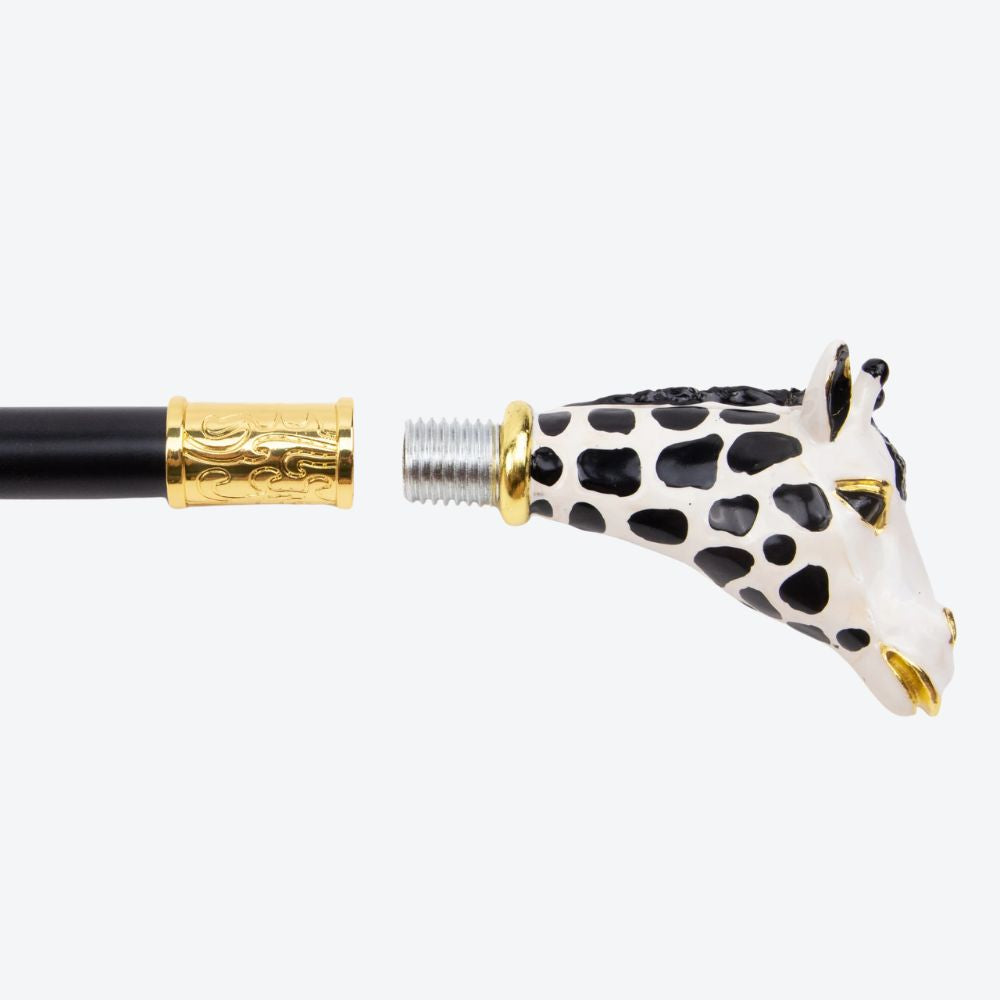 Painted Ceramic Giraffe Metal Walking Stick-Bastoni UK