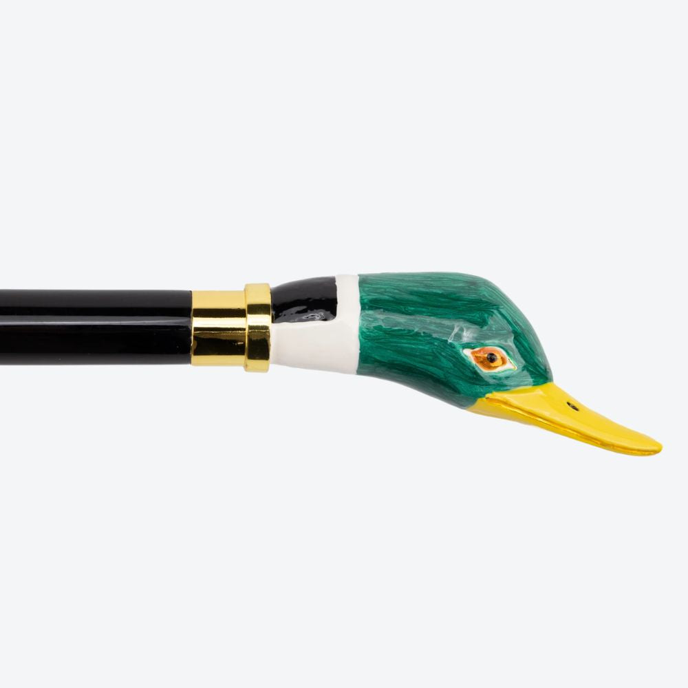 Painted Ceramic Mallard Metal Walking Stick-Bastoni UK