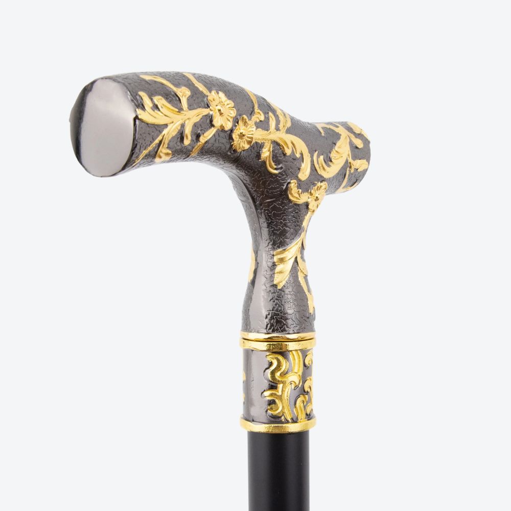 Red-Dotted Metallic Cane with Arabesque Design-Bastoni UK