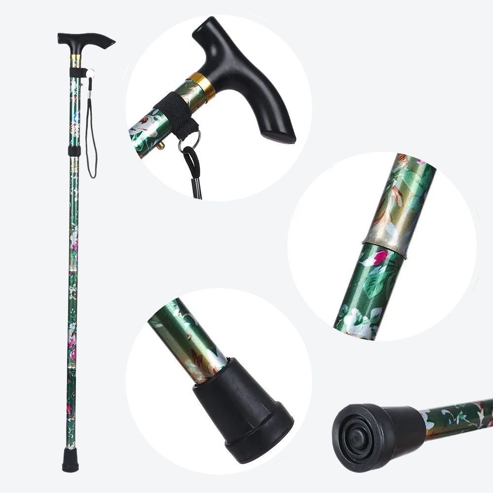 Bastoni Red Flower Garden Folding Women's Walking Stick