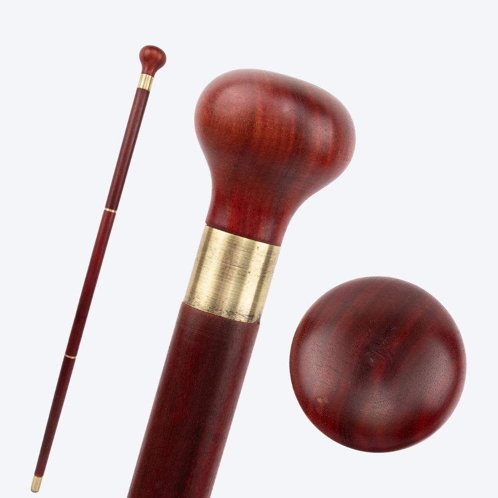 Reddish Wooden Cane with Bastoni Handle