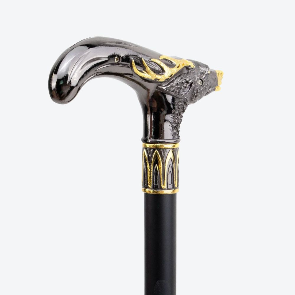 Royal Deer Metal Cane Black/Golden-Bastoni UK