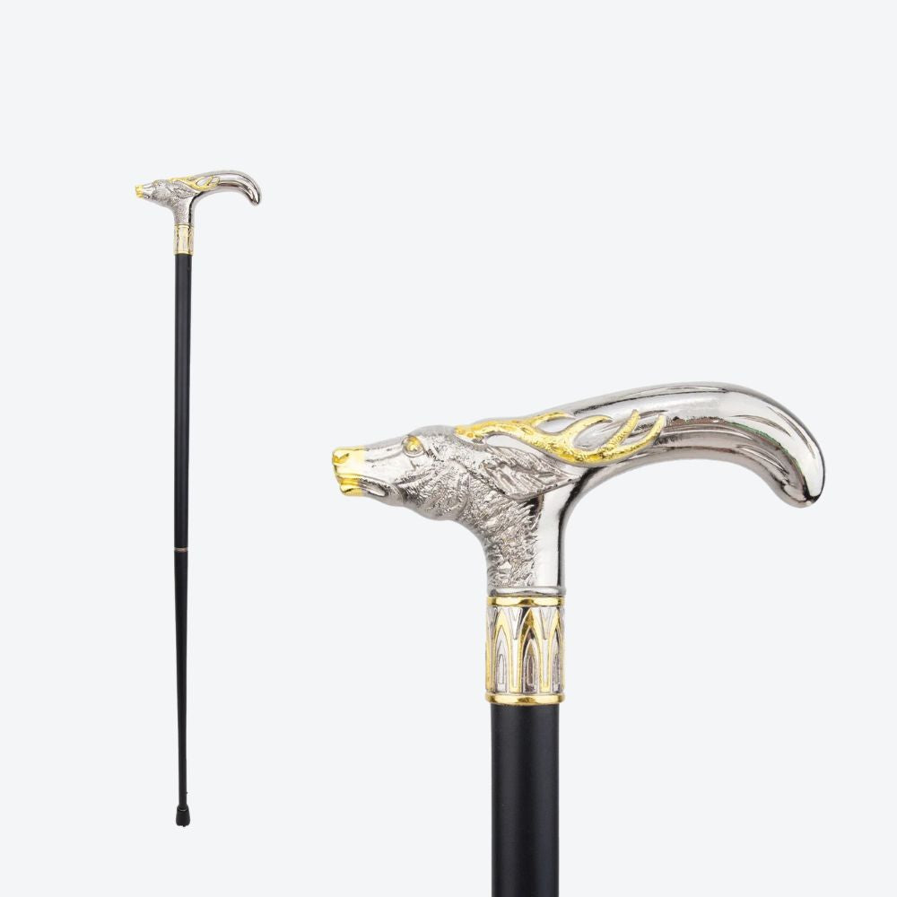Royal Deer Metal Cane Silver/Golden-Bastoni UK