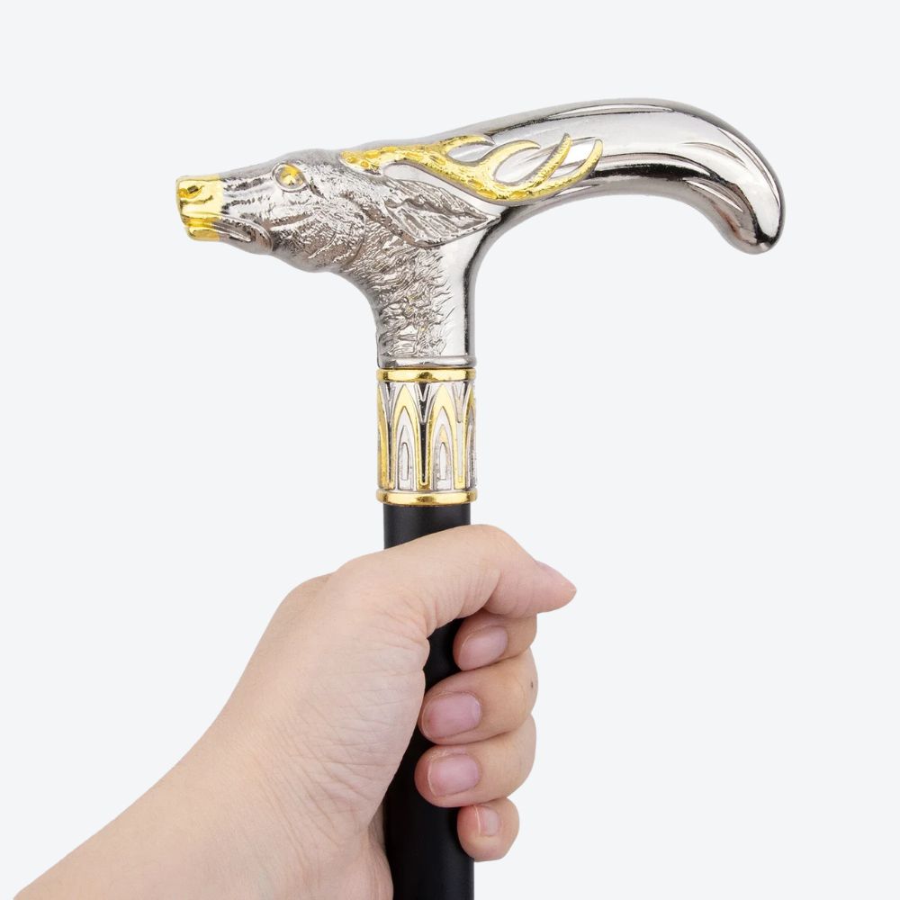 Royal Deer Metal Cane Silver/Golden-Bastoni UK