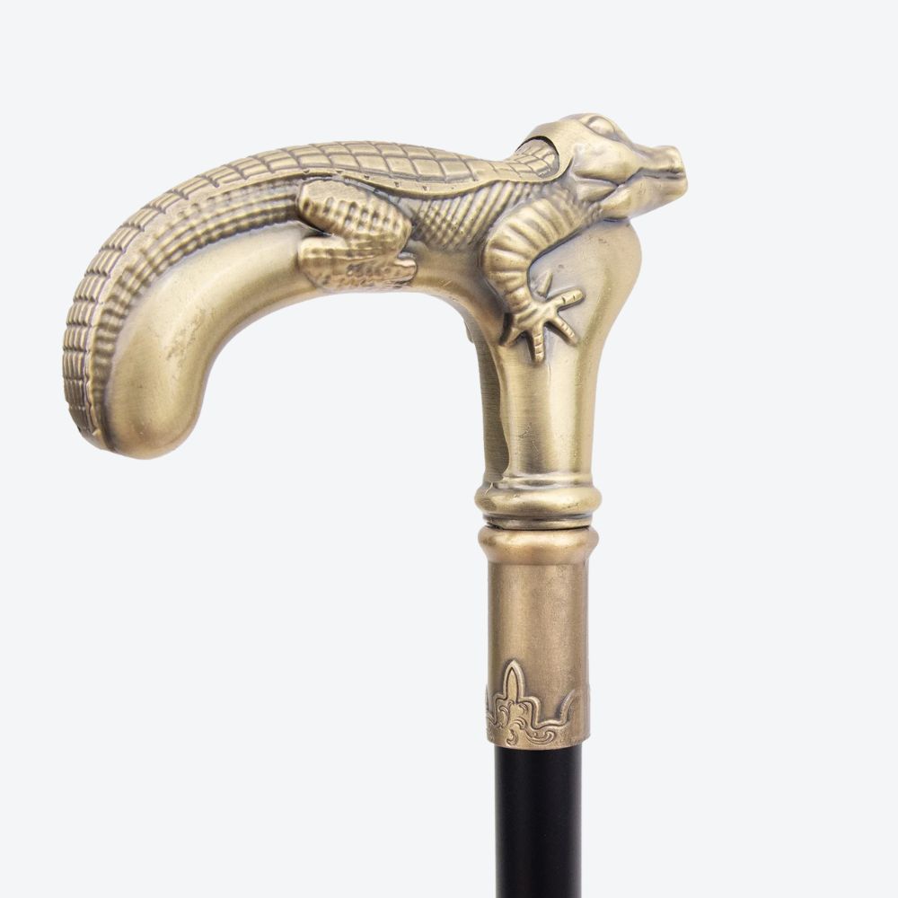 Rustic Metal Crocodile Walking Stick in Copper - Bastoni