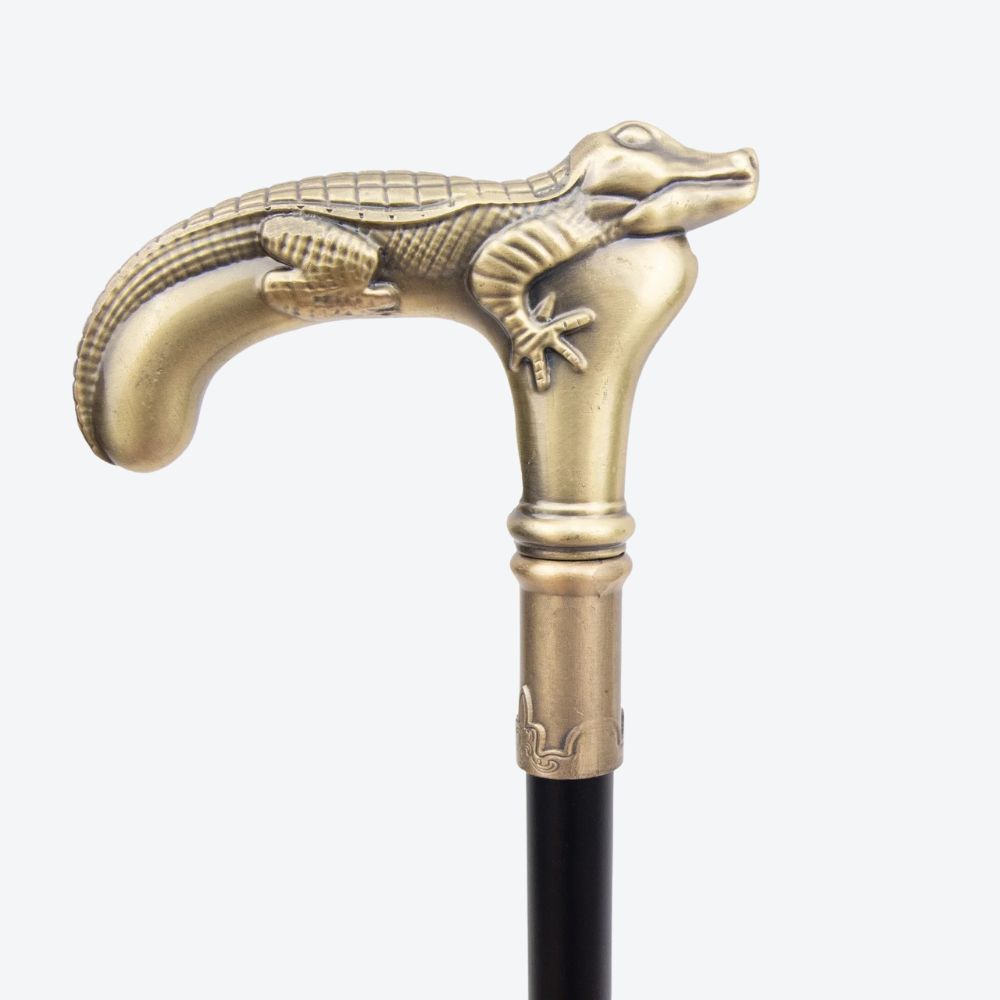Rustic Metal Crocodile Walking Stick in Copper - Bastoni