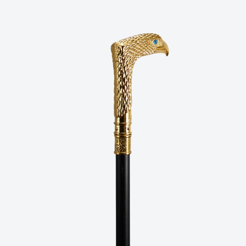Rustic Metal Walking Stick Golden Hawk Design - Bastoni