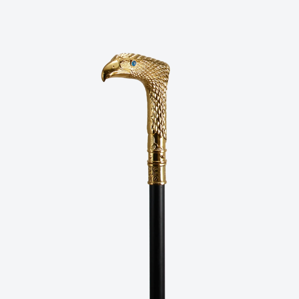 Rustic Metal Walking Stick Golden Hawk Design - Bastoni