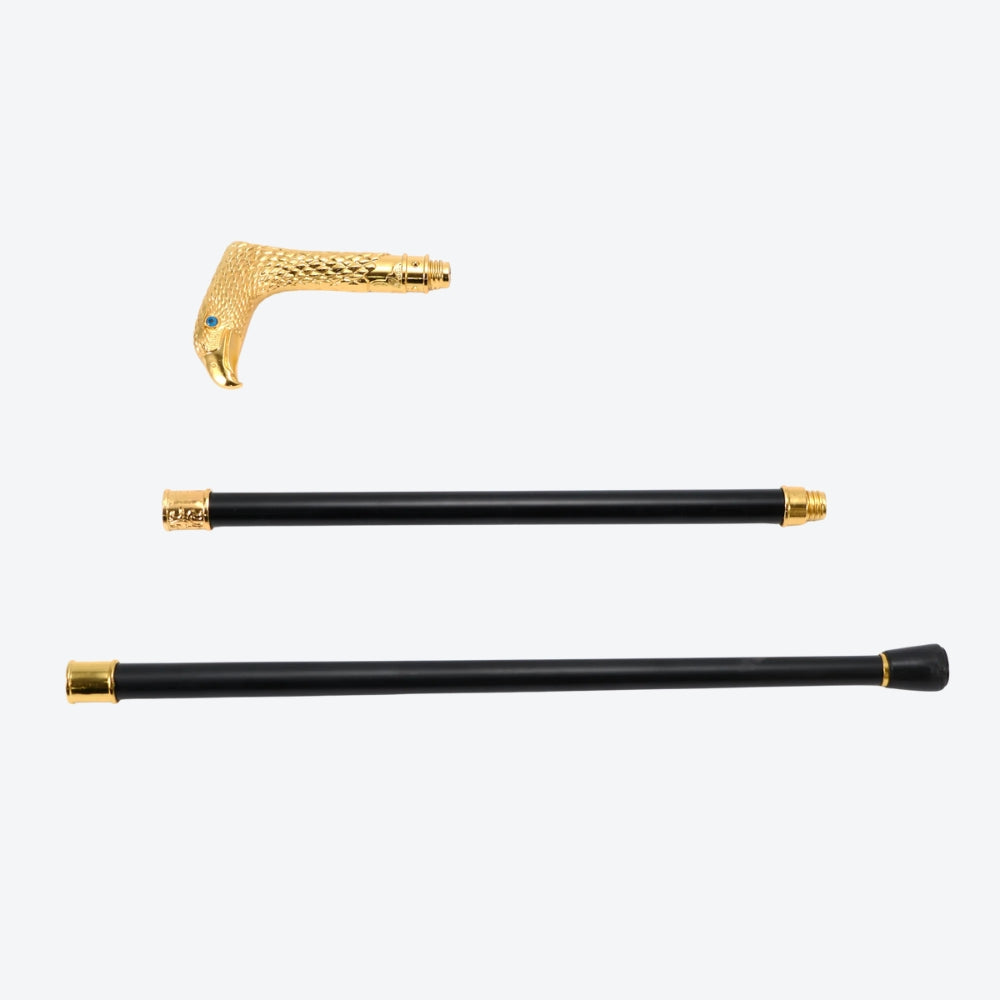 Rustic Metal Walking Stick Golden Hawk Design - Bastoni