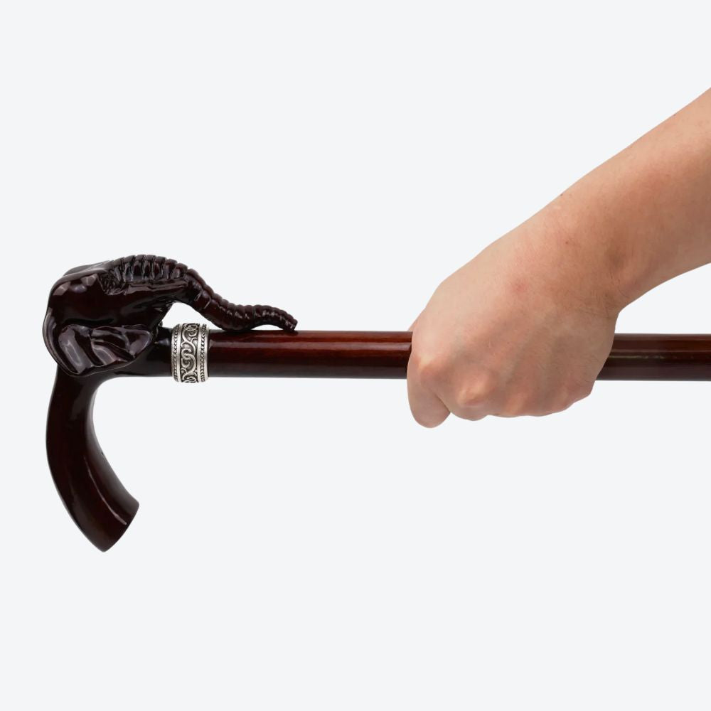 Savanna Imperial Elephant Wooden Walking Stick - Bastoni