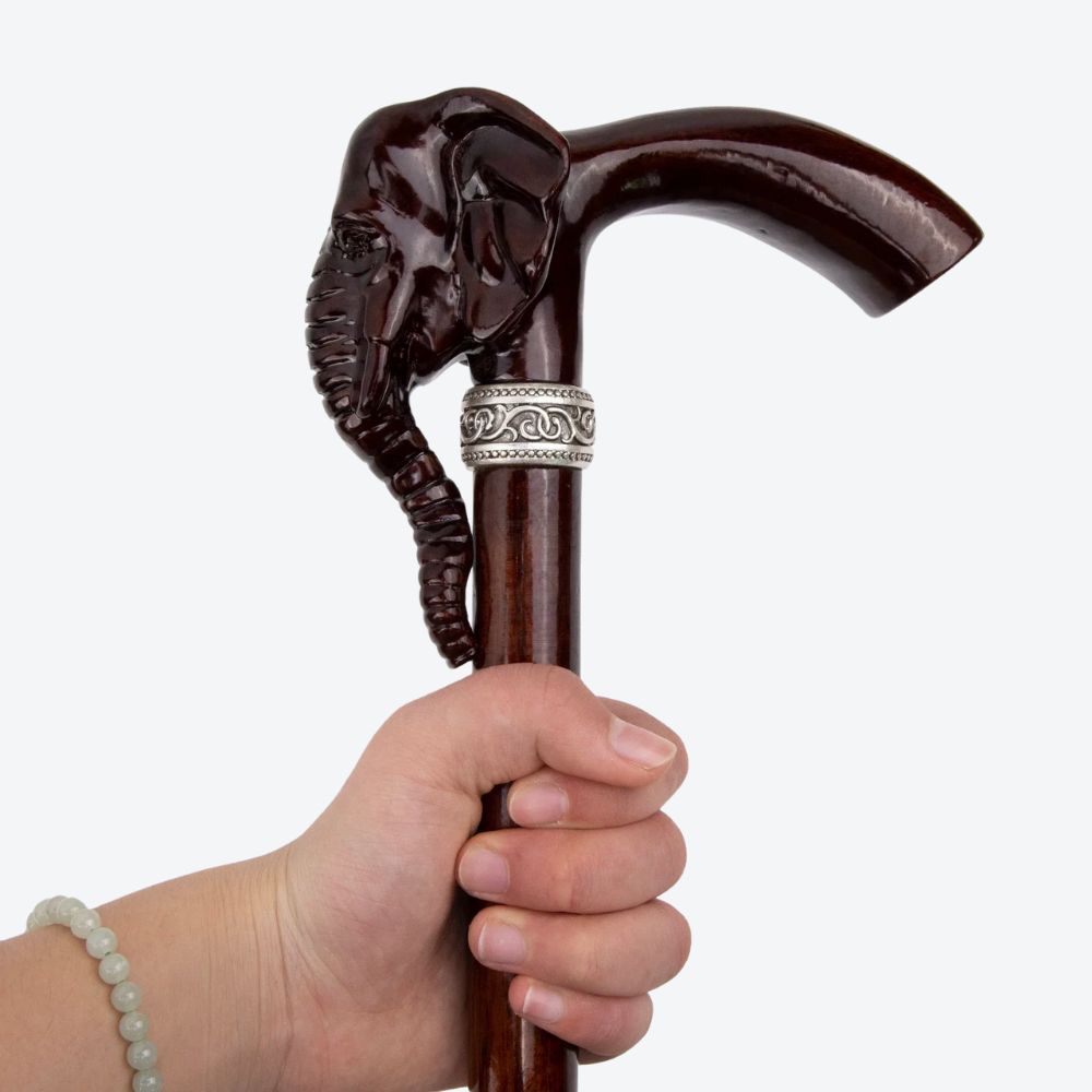 Savanna Imperial Elephant Wooden Walking Stick - Bastoni
