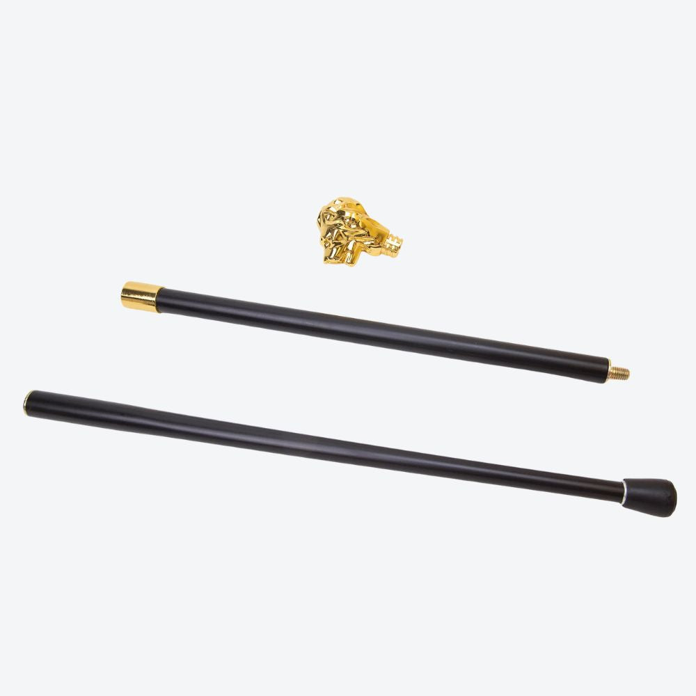 Sculptural Lion Metal Cane Golden-Bastoni UK