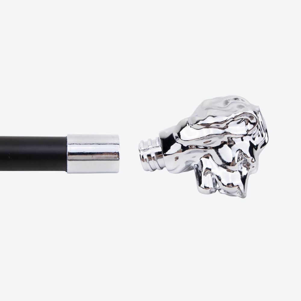 Sculptural Lion Metal Cane Silver-Bastoni UK