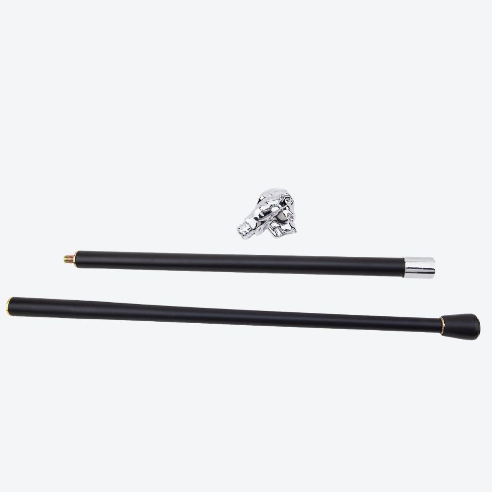 Sculptural Lion Metal Cane Silver-Bastoni UK