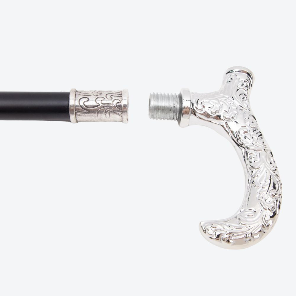 Bastoni Silver Flower Pattern Cane
