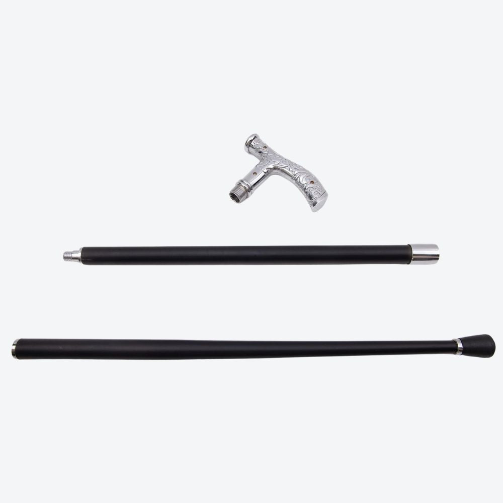 Silver Flower Relief Cane and Bastoni Royalty Totem