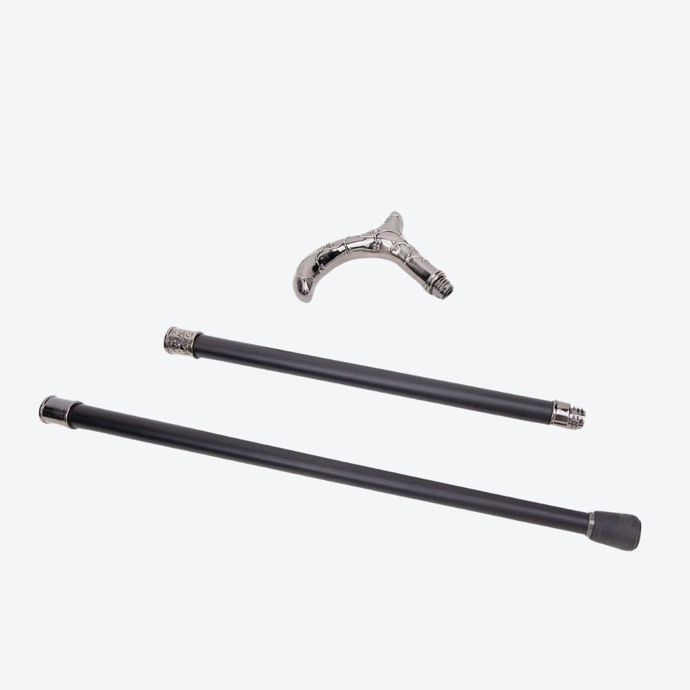 Women's Metallic Silver Plum Blossom Cane. Bastoni
