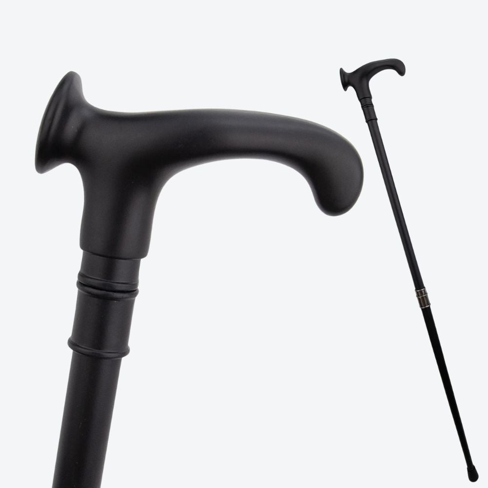 Spiral Shaped Metal Cane Black Right-handed-Bastoni UK