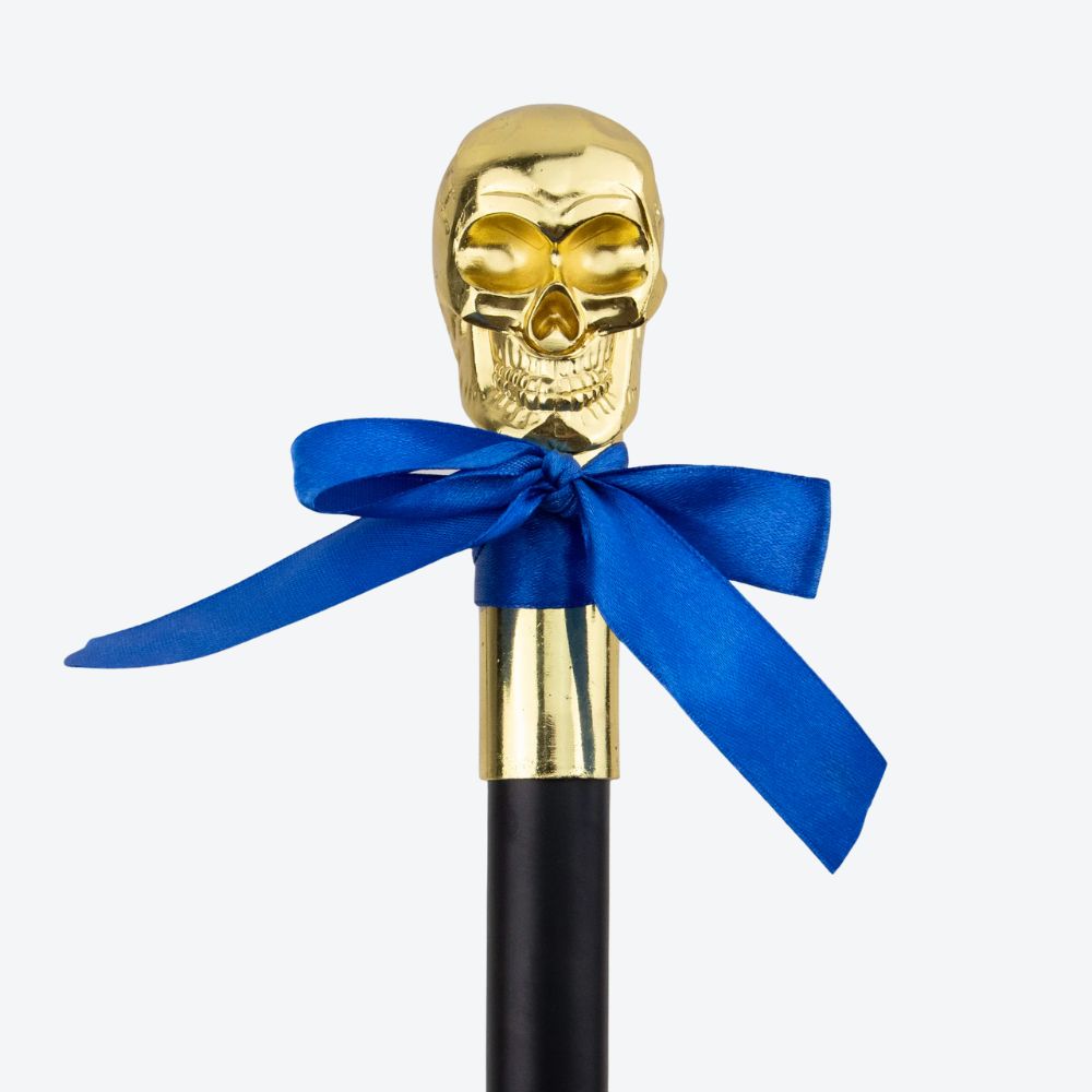 Stylish Cane with Golden Skull Handle - Bastoni