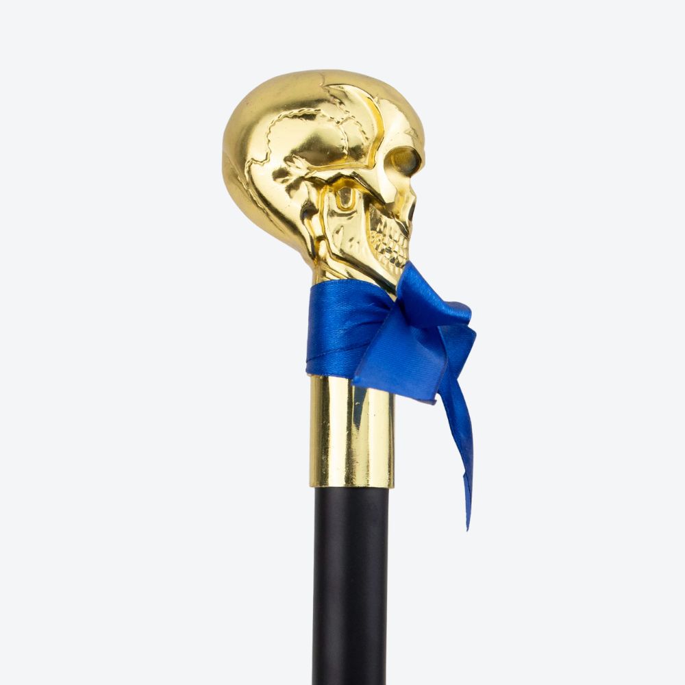 Stylish Cane with Golden Skull Handle - Bastoni