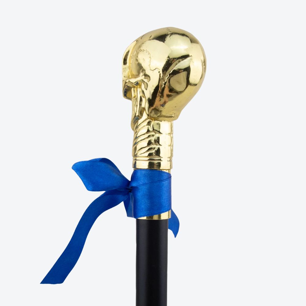 Stylish Cane with Golden Skull Handle - Bastoni