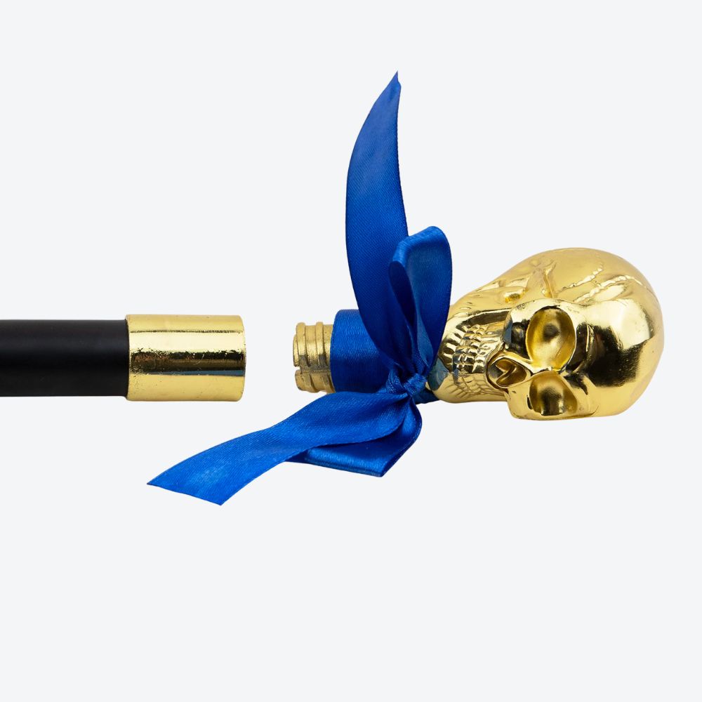 Stylish Cane with Golden Skull Handle - Bastoni