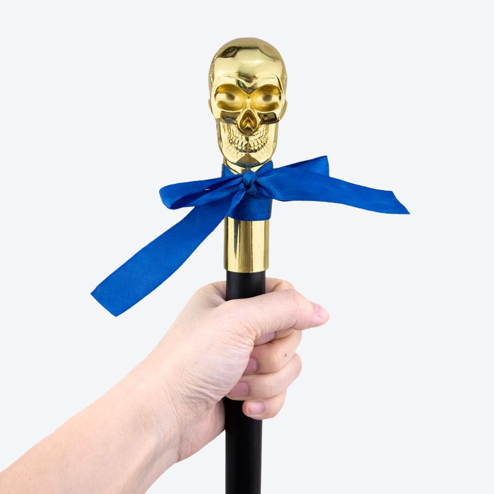 Stylish Cane with Golden Skull Handle - Bastoni