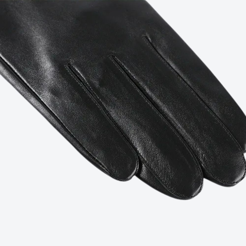 100% Genuine Leather Gloves Men Thick Warm Driving Cycling Touch Screen Winter Guantes Top Layer Sheepskin Full Finger Gloves - Bastoni