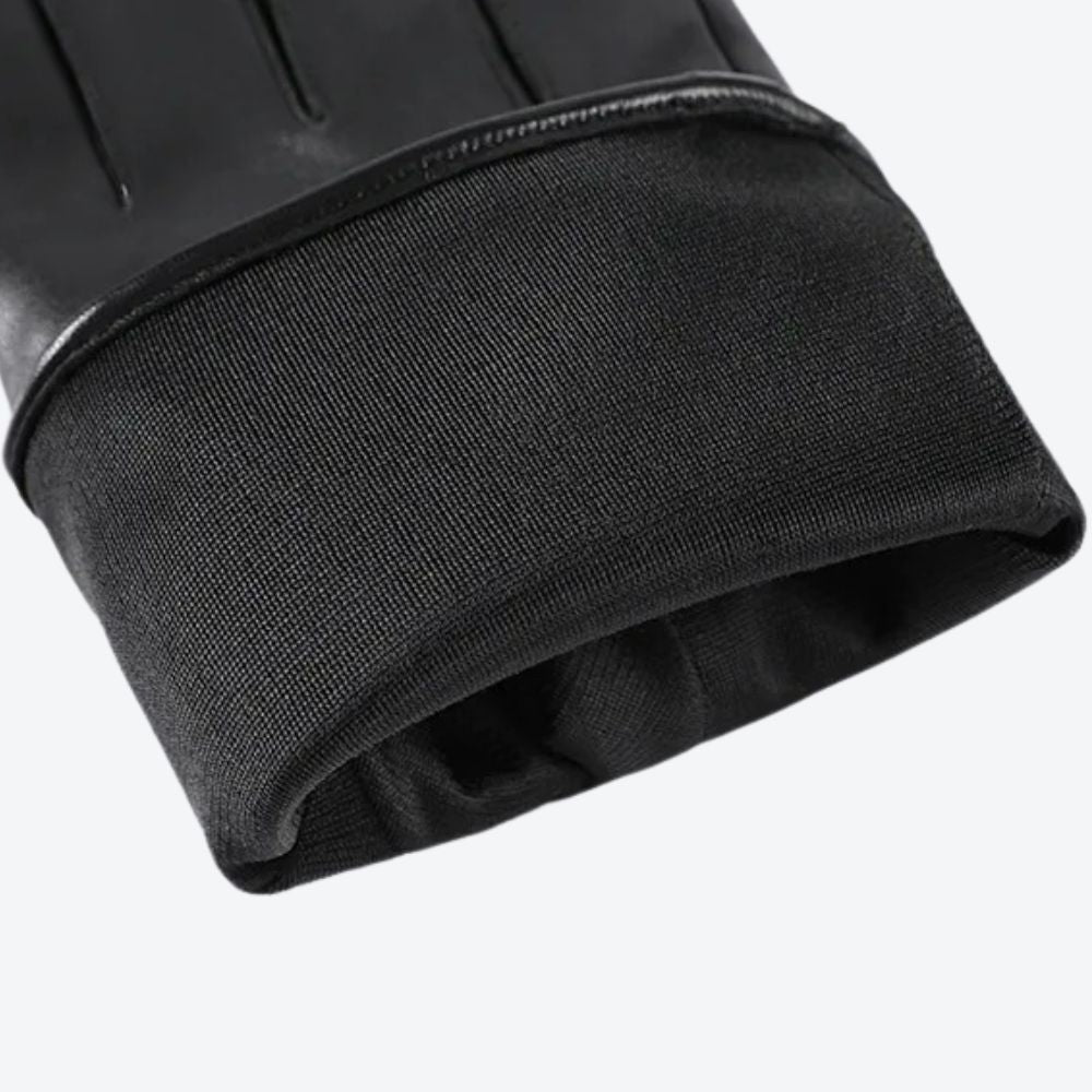 100% Genuine Leather Gloves Men Thick Warm Driving Cycling Touch Screen Winter Guantes Top Layer Sheepskin Full Finger Gloves - Bastoni