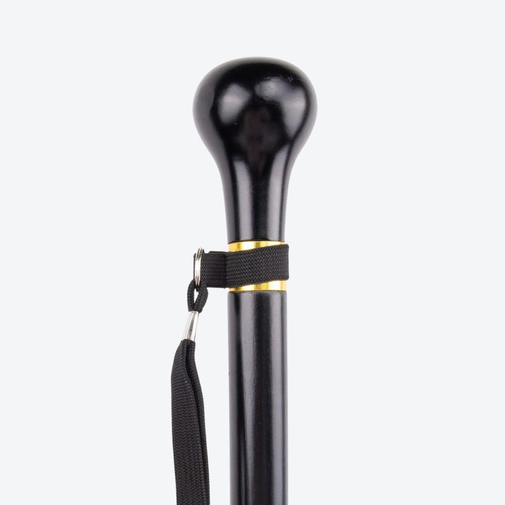 Traditional Black Round Wooden Cane Bastoni