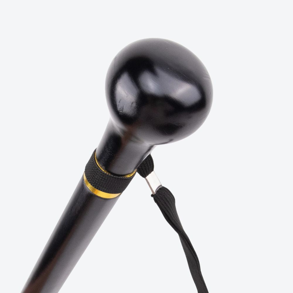 Traditional Black Round Wooden Cane Bastoni