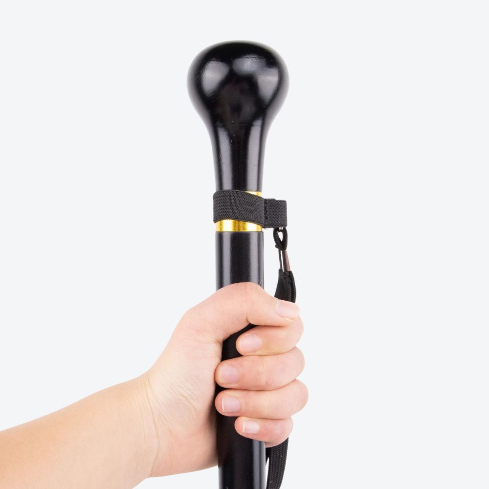 Traditional Black Round Wooden Cane Bastoni