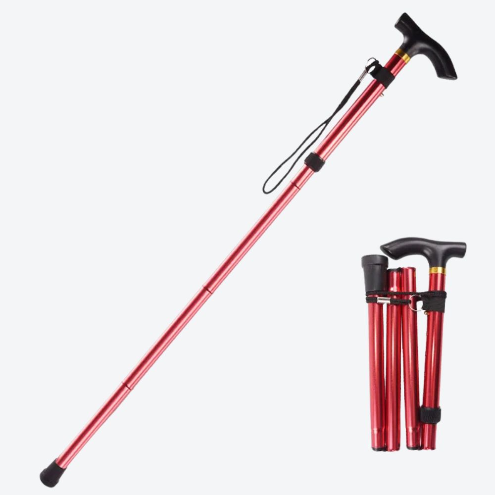 Bastoni Red 4-Section Articulated Aluminum Cane