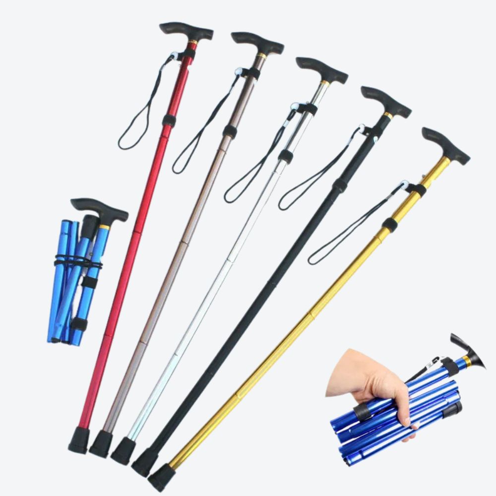 Bastoni Red 4-Section Articulated Aluminum Cane