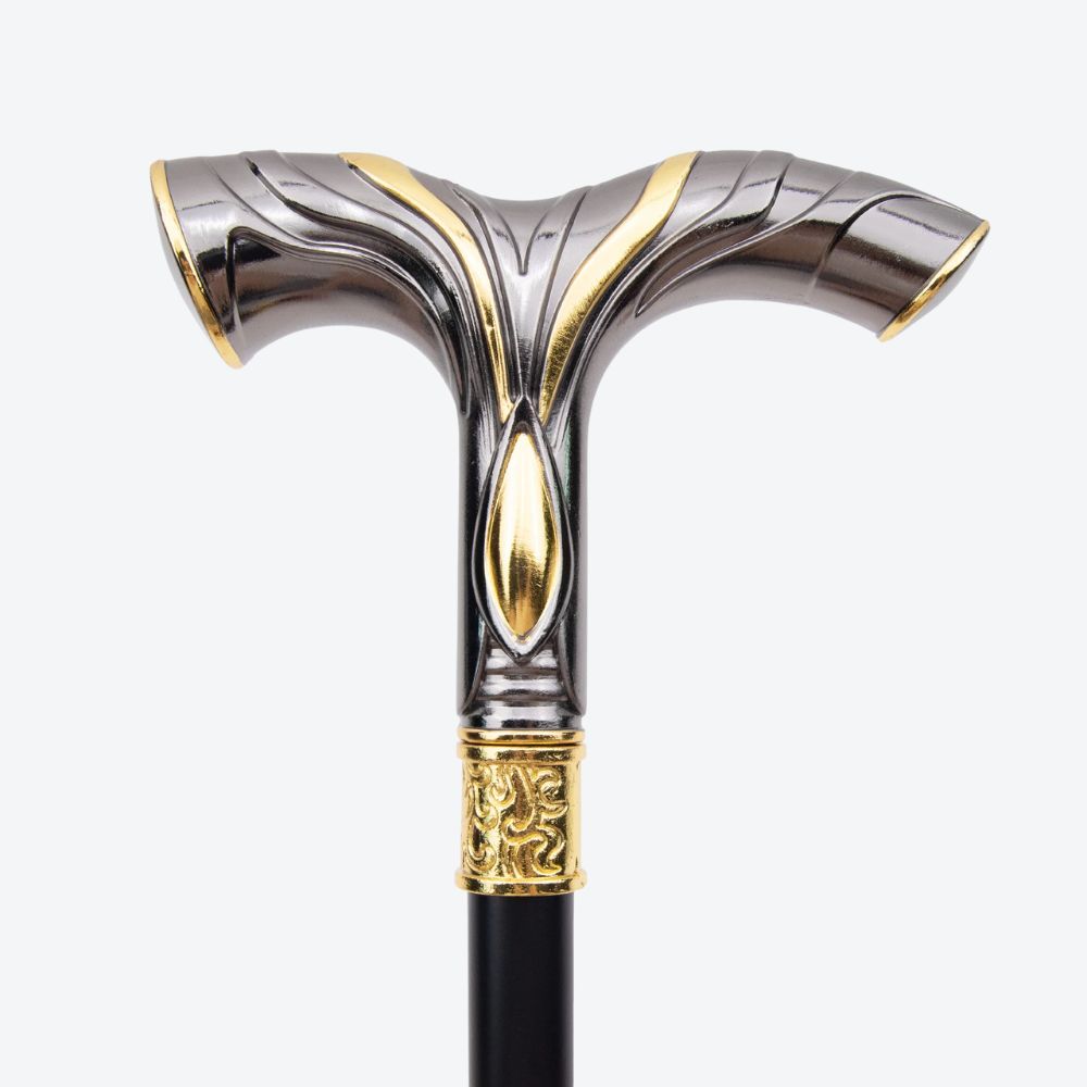 Valhalla Nordic Luxury Walking Stick Dark Silver/Gold Bastoni