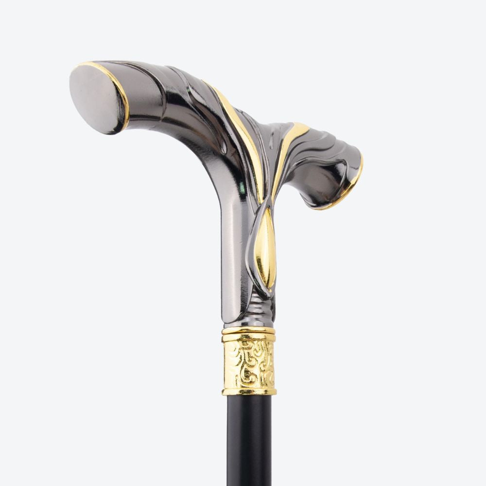 Valhalla Nordic Luxury Walking Stick Dark Silver/Gold Bastoni