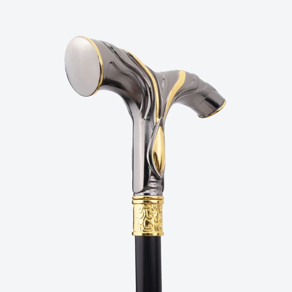 Valhalla Nordic Luxury Walking Stick Dark Silver/Gold Bastoni