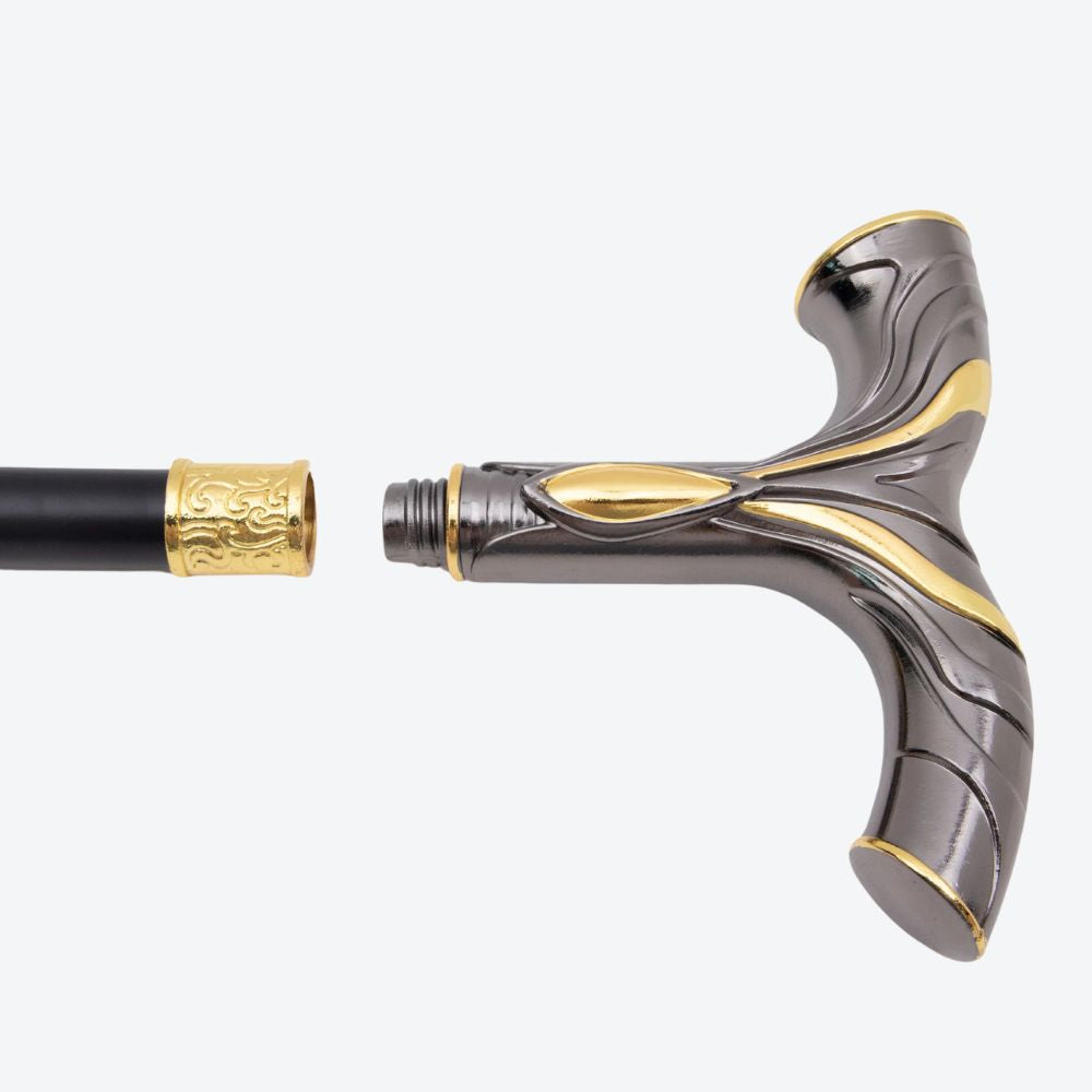 Valhalla Nordic Luxury Walking Stick Dark Silver/Gold Bastoni