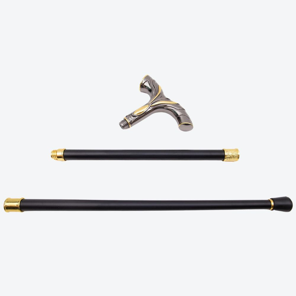 Valhalla Nordic Luxury Walking Stick Dark Silver/Gold Bastoni