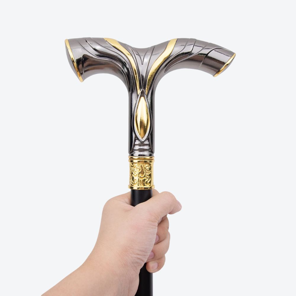 Valhalla Nordic Luxury Walking Stick Dark Silver/Gold Bastoni