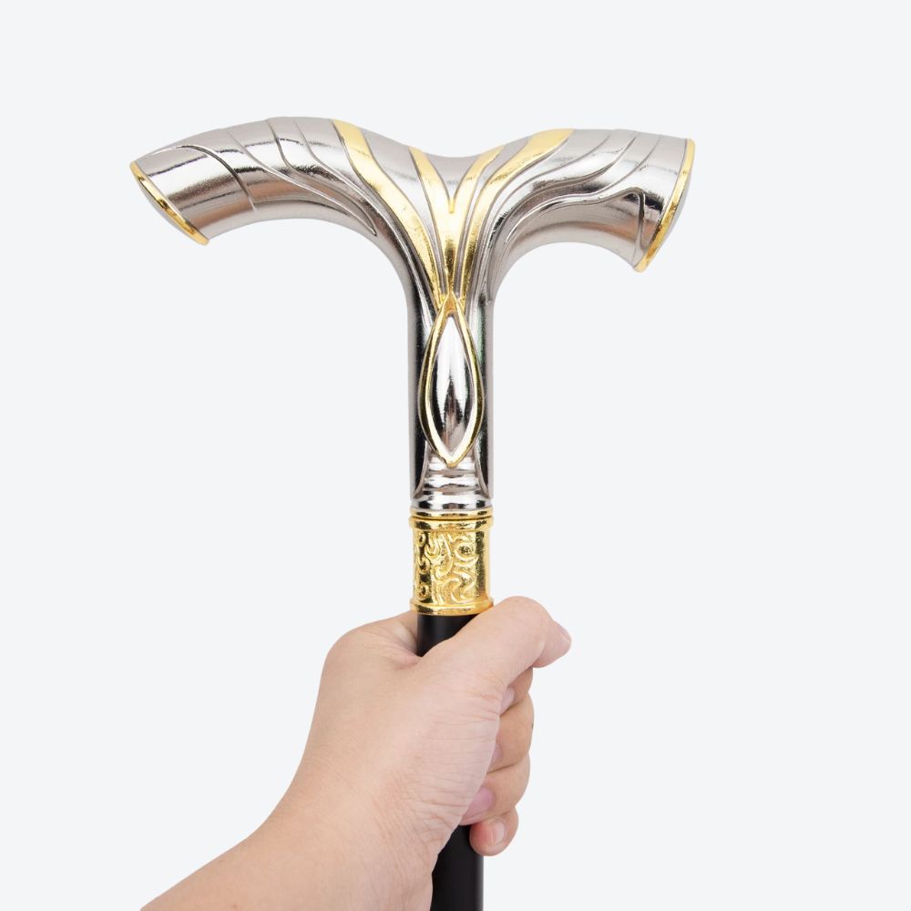 Nordic Luxury Valhalla Silver/Gold Bastoni Walking Stick