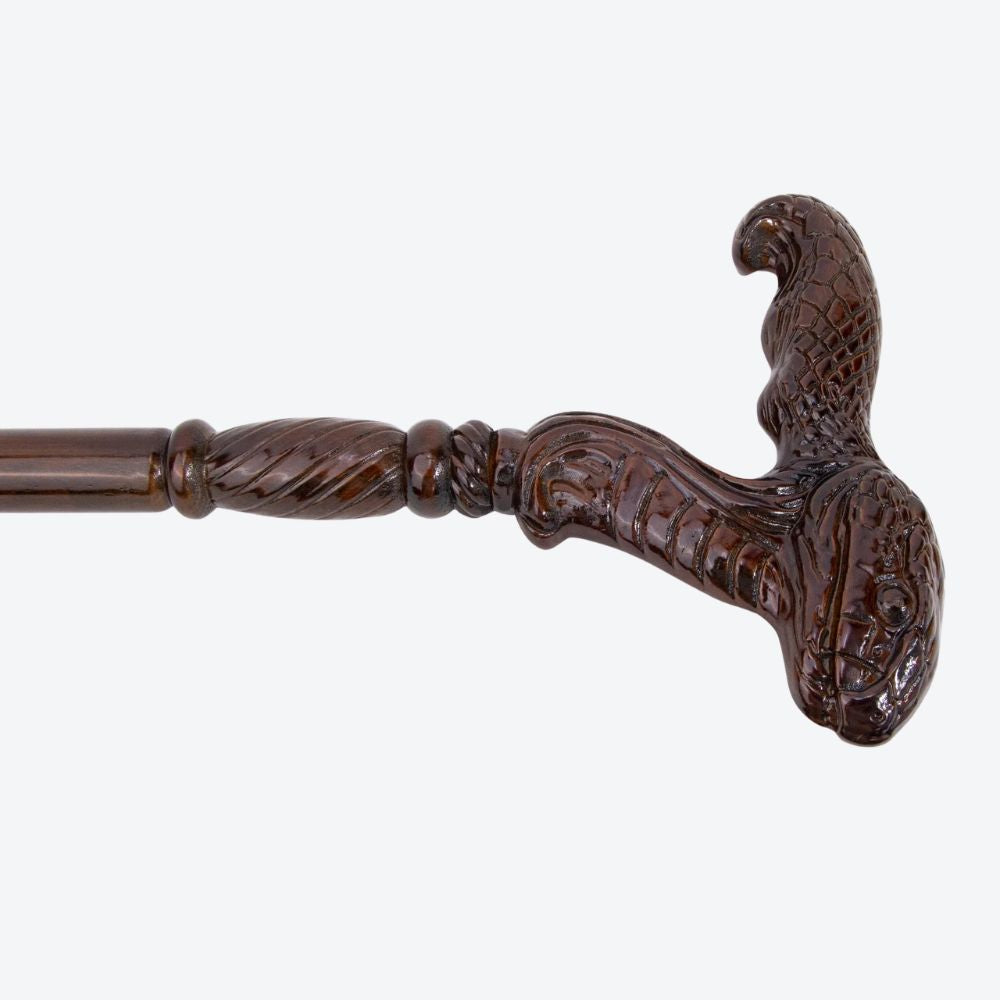 Vintage Carved Wooden Snake Cane-Bastoni UK