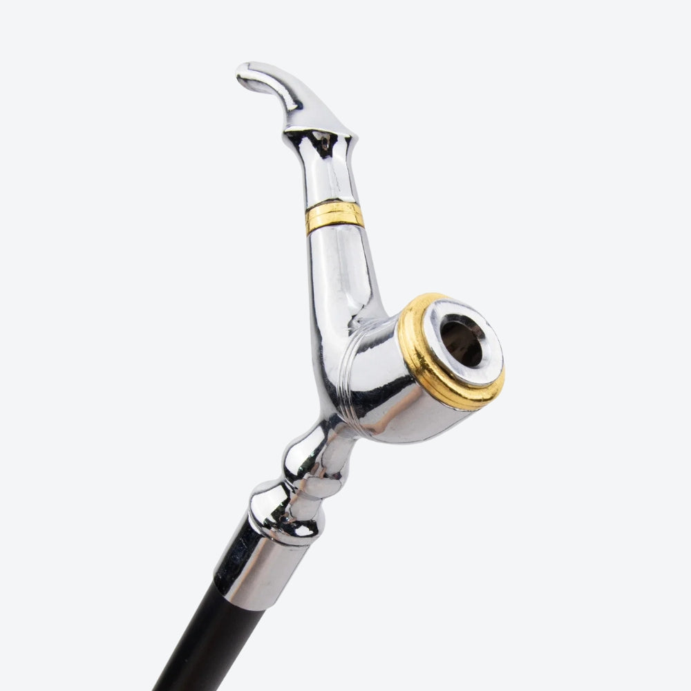Metal Cane, Pipe Style, Silver - Bastoni