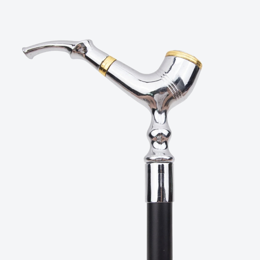 Metal Cane, Pipe Style, Silver - Bastoni