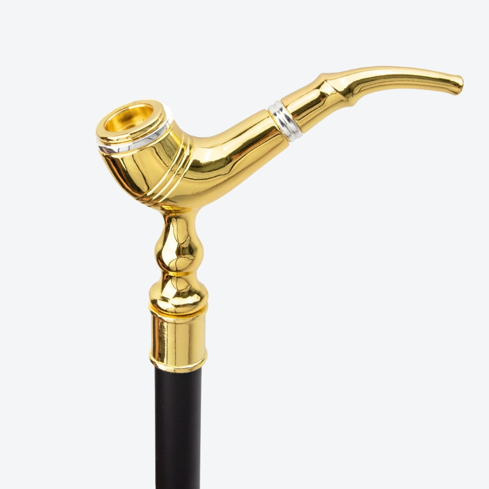 Gold Metal Cane in Pipe Style - Bastoni