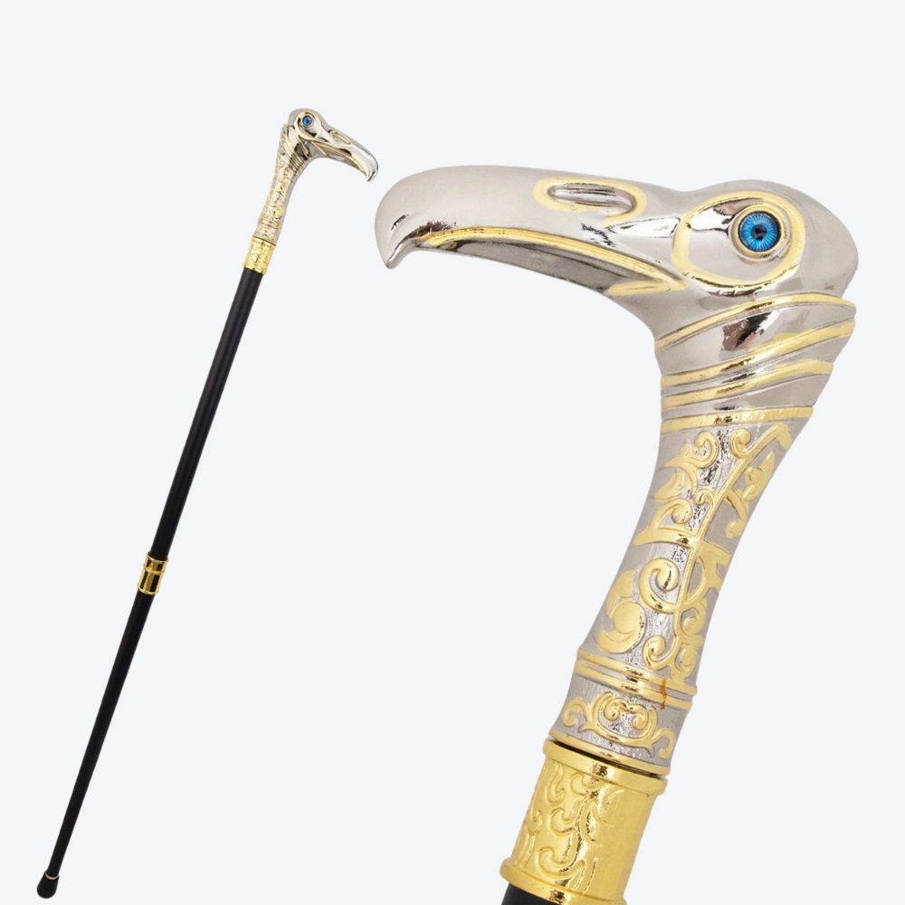 Vintage Luxury Golden Heron Walking Stick Silver/Golden-Bastoni UK