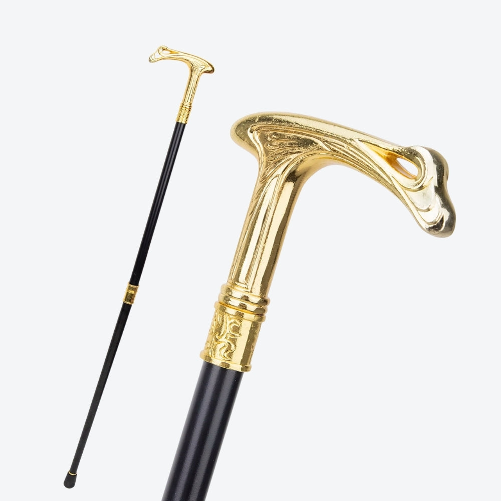 Vintage Magnate Cane, Carved Gold/Black - Bastoni