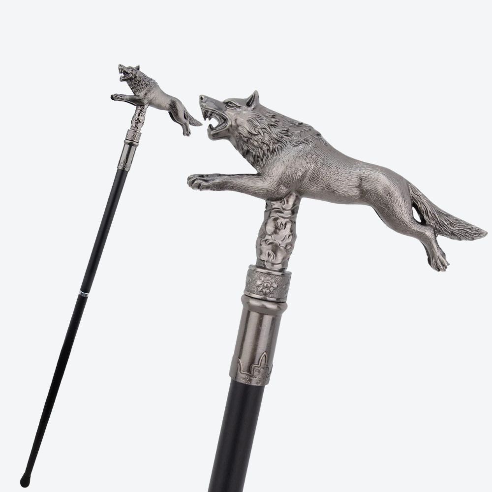 Wild Wolf Classic Metal Cane Silver-Bastoni Co