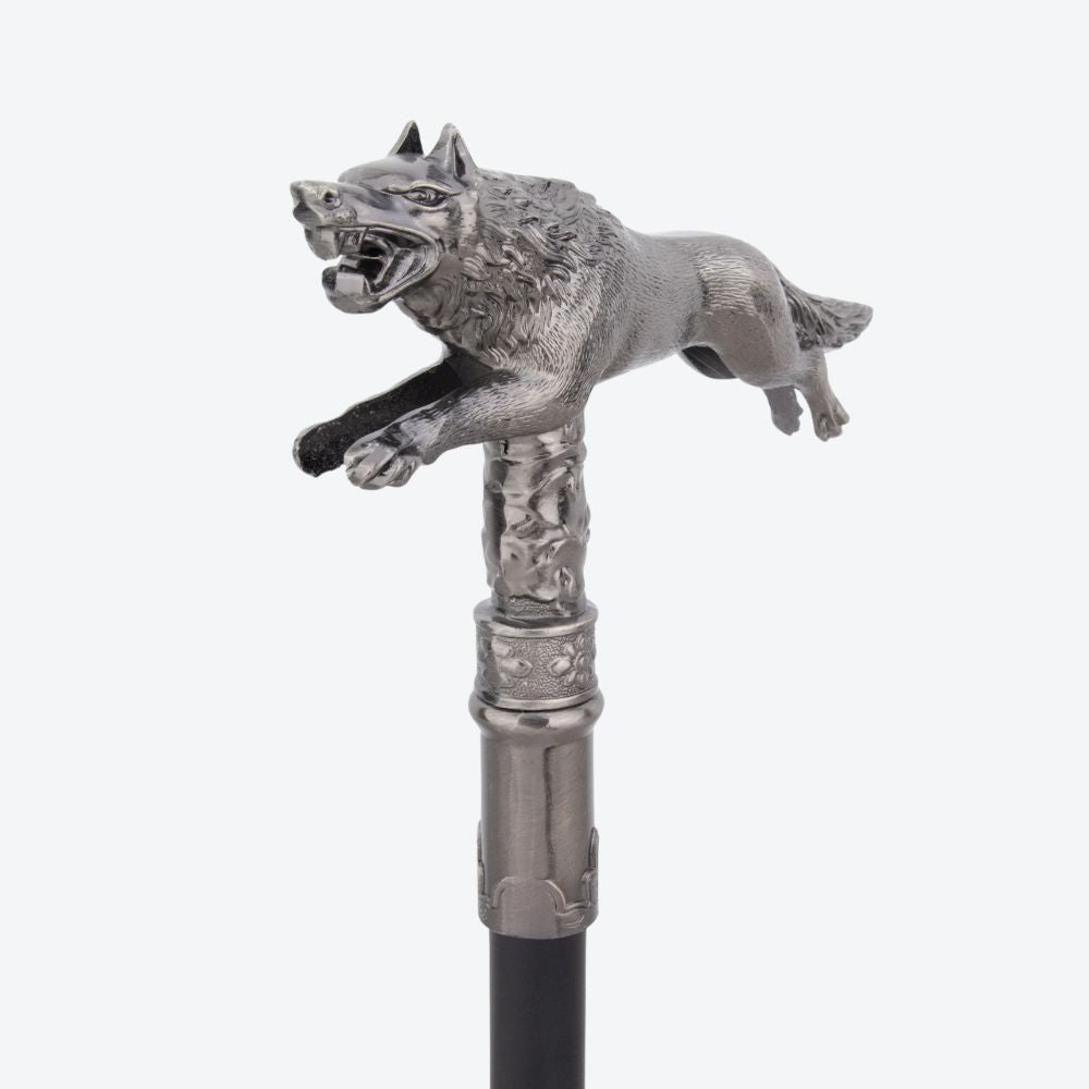 Wild Wolf Classic Metal Cane Silver-Bastoni Co