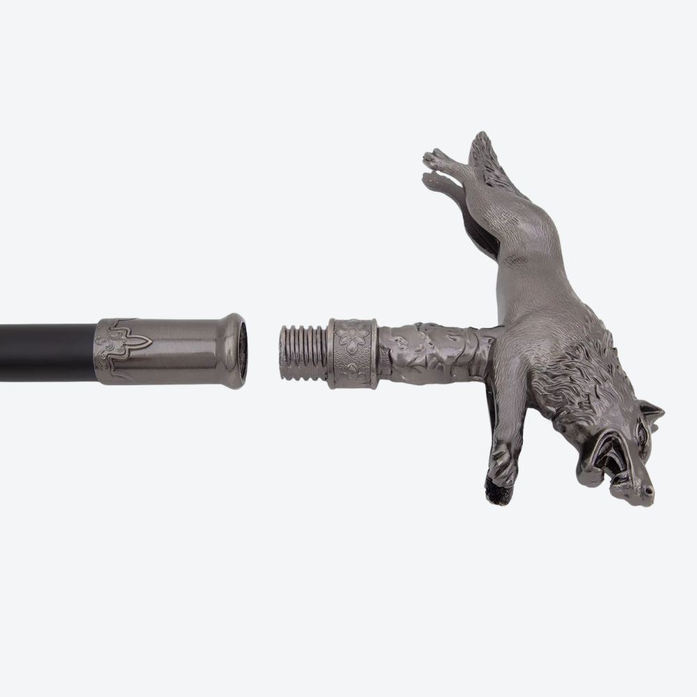 Wild Wolf Classic Metal Cane Silver-Bastoni Co